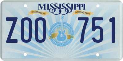 MS license plate ZOO751