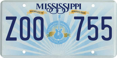 MS license plate ZOO755