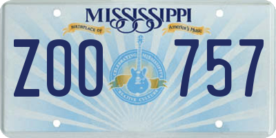 MS license plate ZOO757