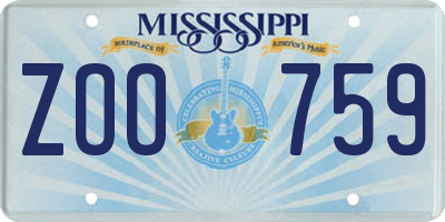 MS license plate ZOO759
