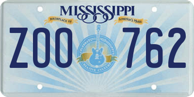 MS license plate ZOO762