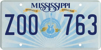 MS license plate ZOO763