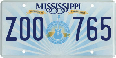 MS license plate ZOO765