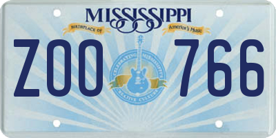 MS license plate ZOO766