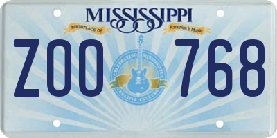 MS license plate ZOO768