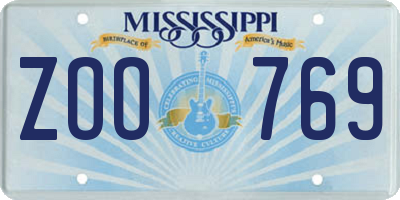 MS license plate ZOO769