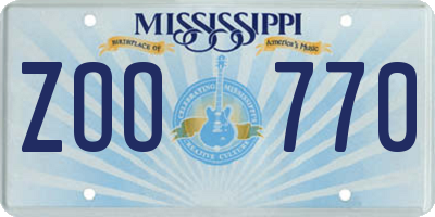 MS license plate ZOO770