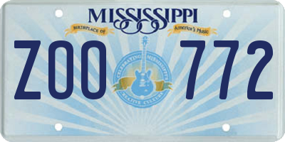 MS license plate ZOO772