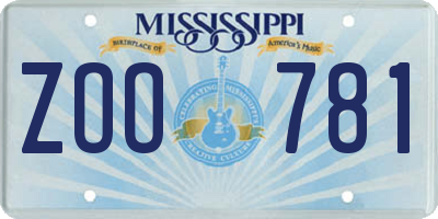 MS license plate ZOO781