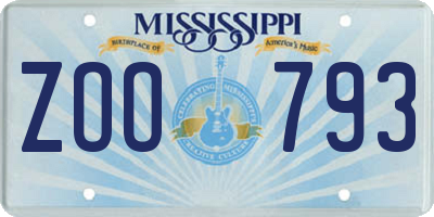 MS license plate ZOO793