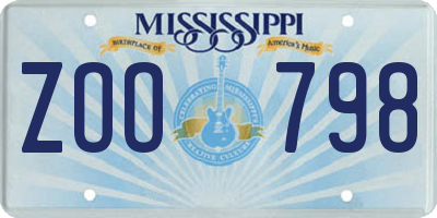 MS license plate ZOO798