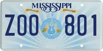 MS license plate ZOO801
