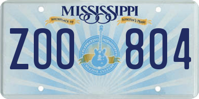 MS license plate ZOO804