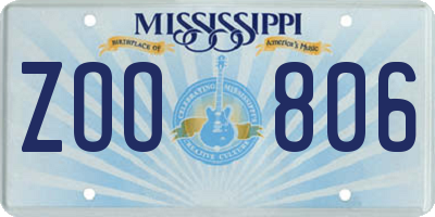 MS license plate ZOO806