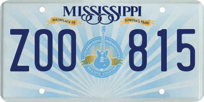 MS license plate ZOO815