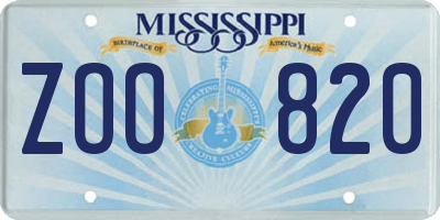MS license plate ZOO820