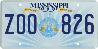 MS license plate ZOO826