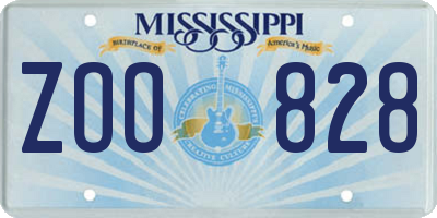 MS license plate ZOO828