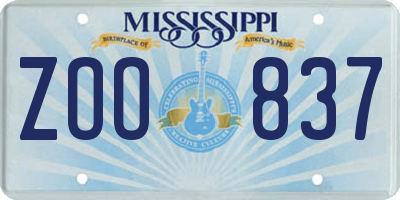 MS license plate ZOO837