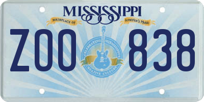 MS license plate ZOO838