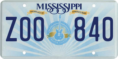 MS license plate ZOO840