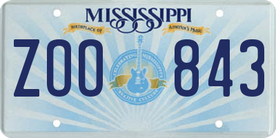 MS license plate ZOO843