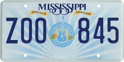 MS license plate ZOO845