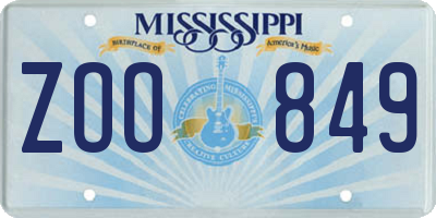 MS license plate ZOO849