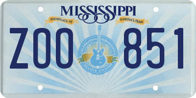 MS license plate ZOO851