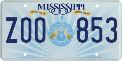 MS license plate ZOO853