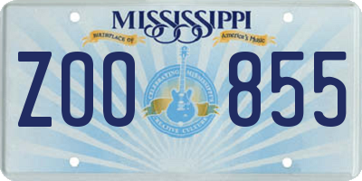 MS license plate ZOO855