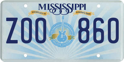 MS license plate ZOO860