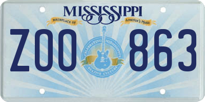 MS license plate ZOO863