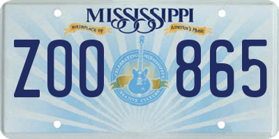 MS license plate ZOO865