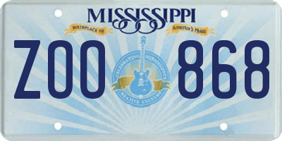MS license plate ZOO868
