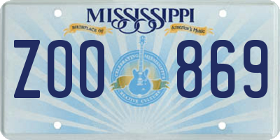 MS license plate ZOO869