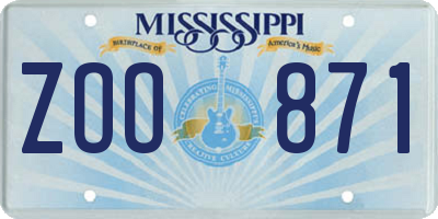 MS license plate ZOO871