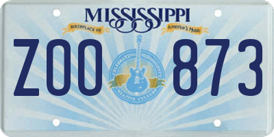 MS license plate ZOO873