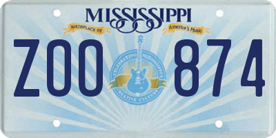 MS license plate ZOO874