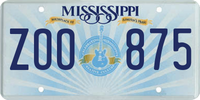 MS license plate ZOO875