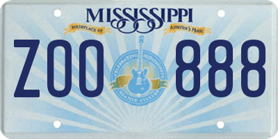 MS license plate ZOO888