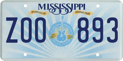 MS license plate ZOO893