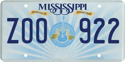MS license plate ZOO922