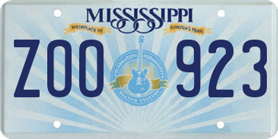 MS license plate ZOO923
