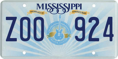 MS license plate ZOO924