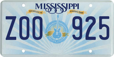 MS license plate ZOO925