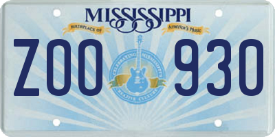 MS license plate ZOO930