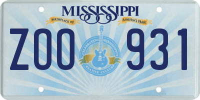 MS license plate ZOO931