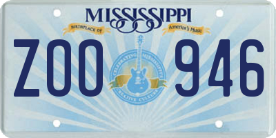 MS license plate ZOO946