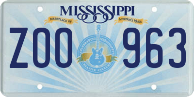 MS license plate ZOO963